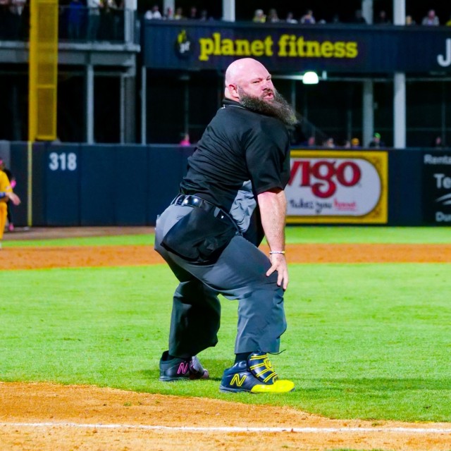 The Savannah Bananas dancing umpire