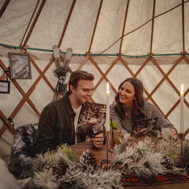 Alpine Village couple in a yurt