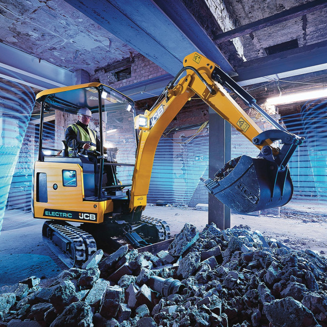 JCB excavator digging in a construction site