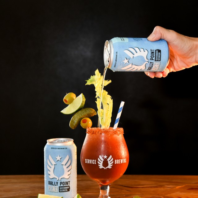 bloody mary with a beer pouring in
