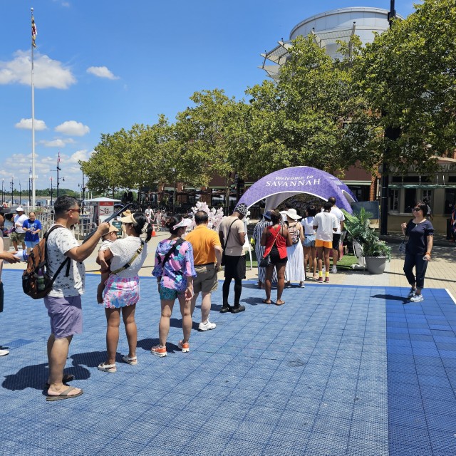 several people waiting in line