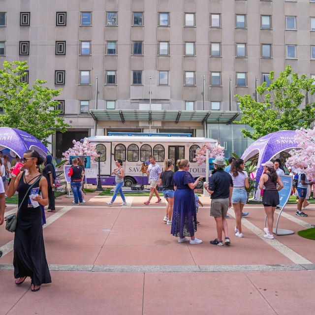 people outdoors during a mobile tour