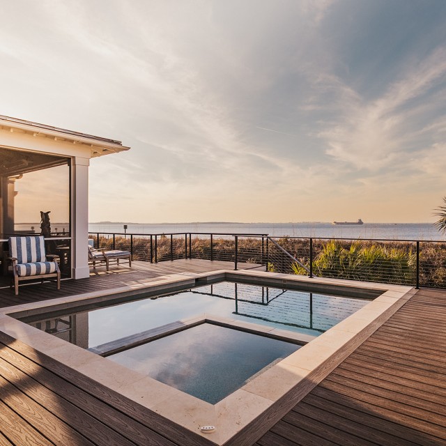 An island home with an outdoor pool.