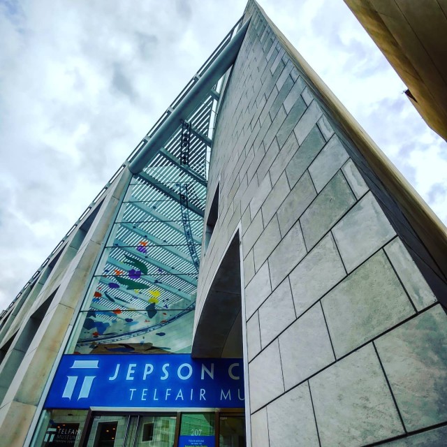 An outdoor shot of The Jepson Center art gallery in Savannah, GA.