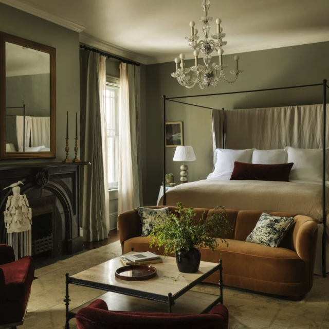 A guest room inside of The Douglas, an inn in Savannah, GA.