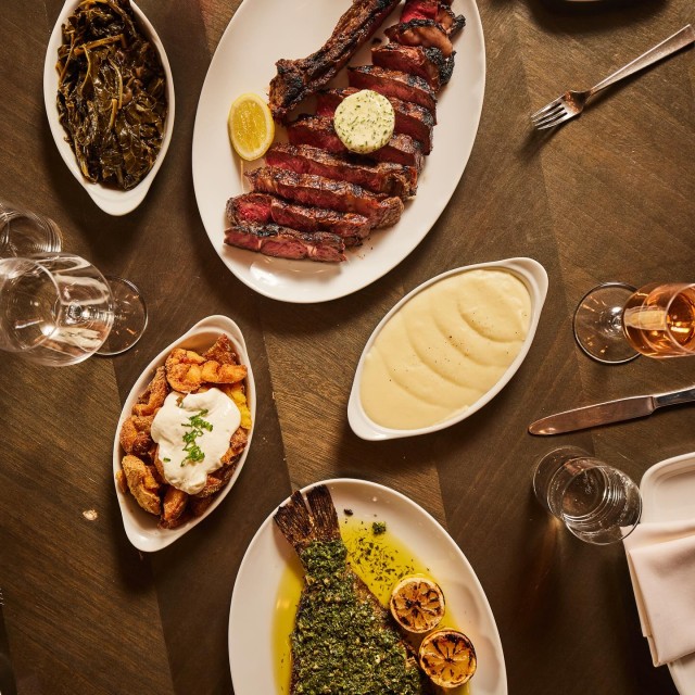 Fine dining dishes displayed on a table.