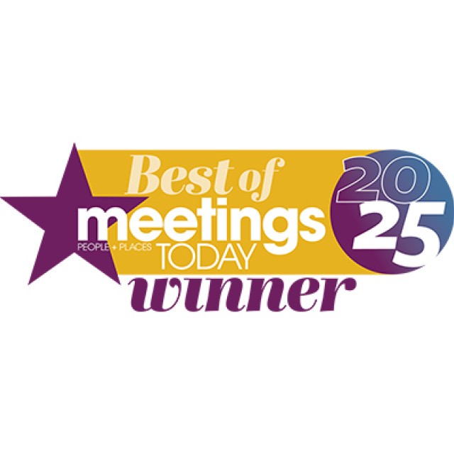 Best of Meetings Today 2025 Winner logo featuring a purple star and yellow banner with white and purple text.