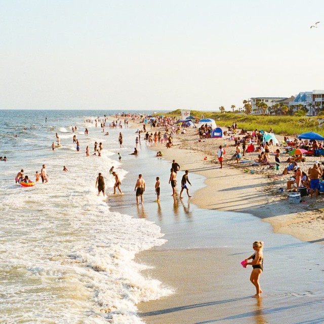 Beachgoers on Tybee Island.