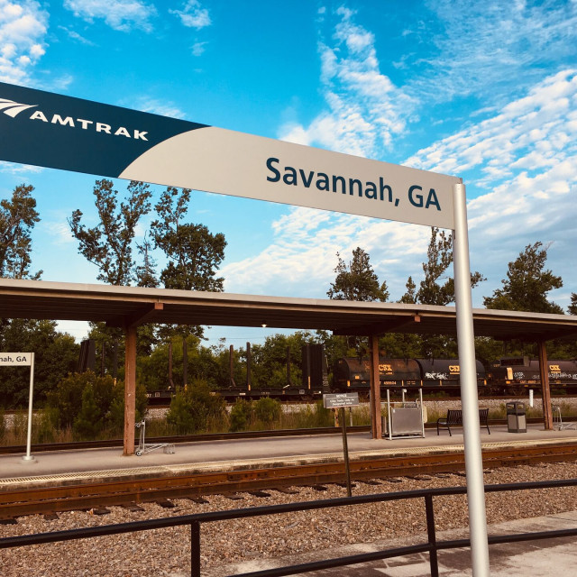 Savannah Amtrak exterior sign.
