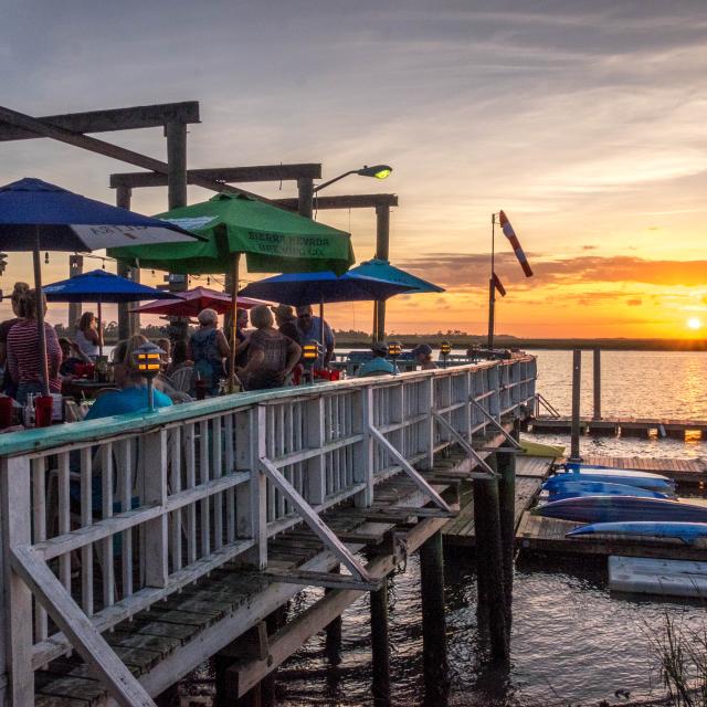 Tybee Island AJ's Dockside Restaurant Patio Boats Dining