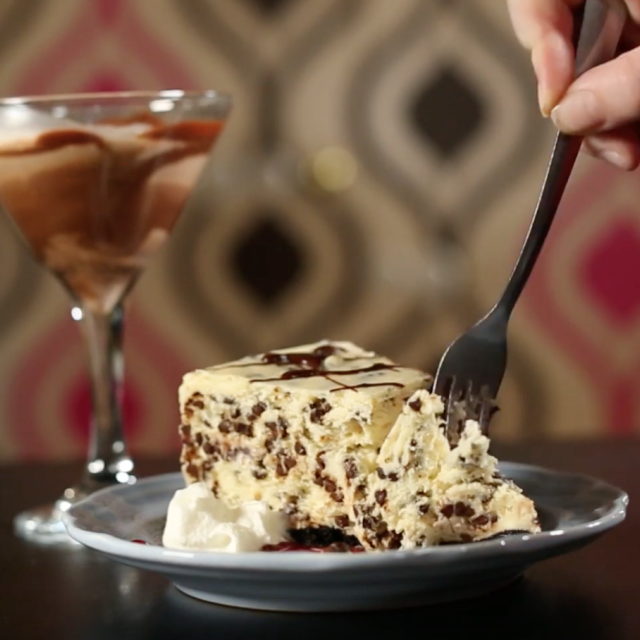 White Chocolate Chocolate Chip Cheesecake at Lulu's Chocolate Bar.