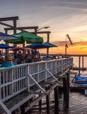 Tybee Island AJ's Dockside Restaurant Patio Boats Dining