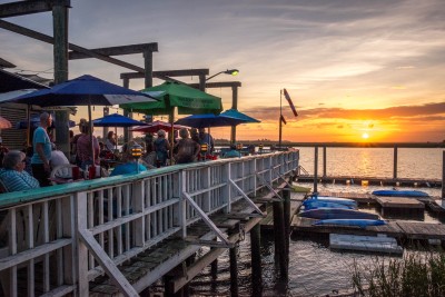 Tybee Island AJ's Dockside Restaurant Patio Boats Dining