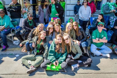 Parade goers at the Savannah St. Patrick's Day Parade