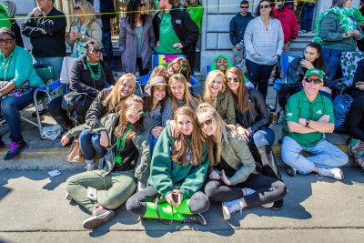 Parade goers at the Savannah St. Patrick's Day Parade