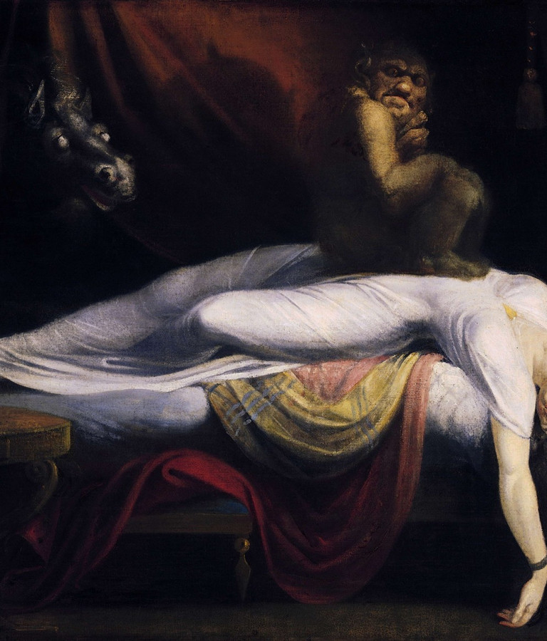 An eerie oil painting.