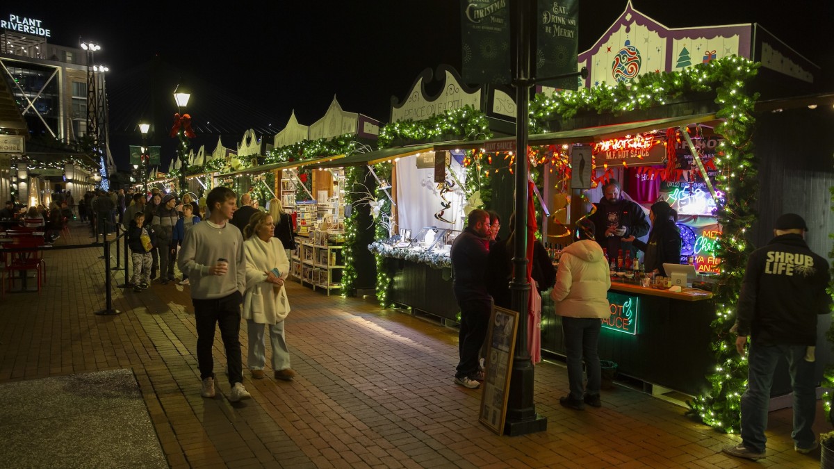 Vendors are River Street at the Savannah Christmas Market