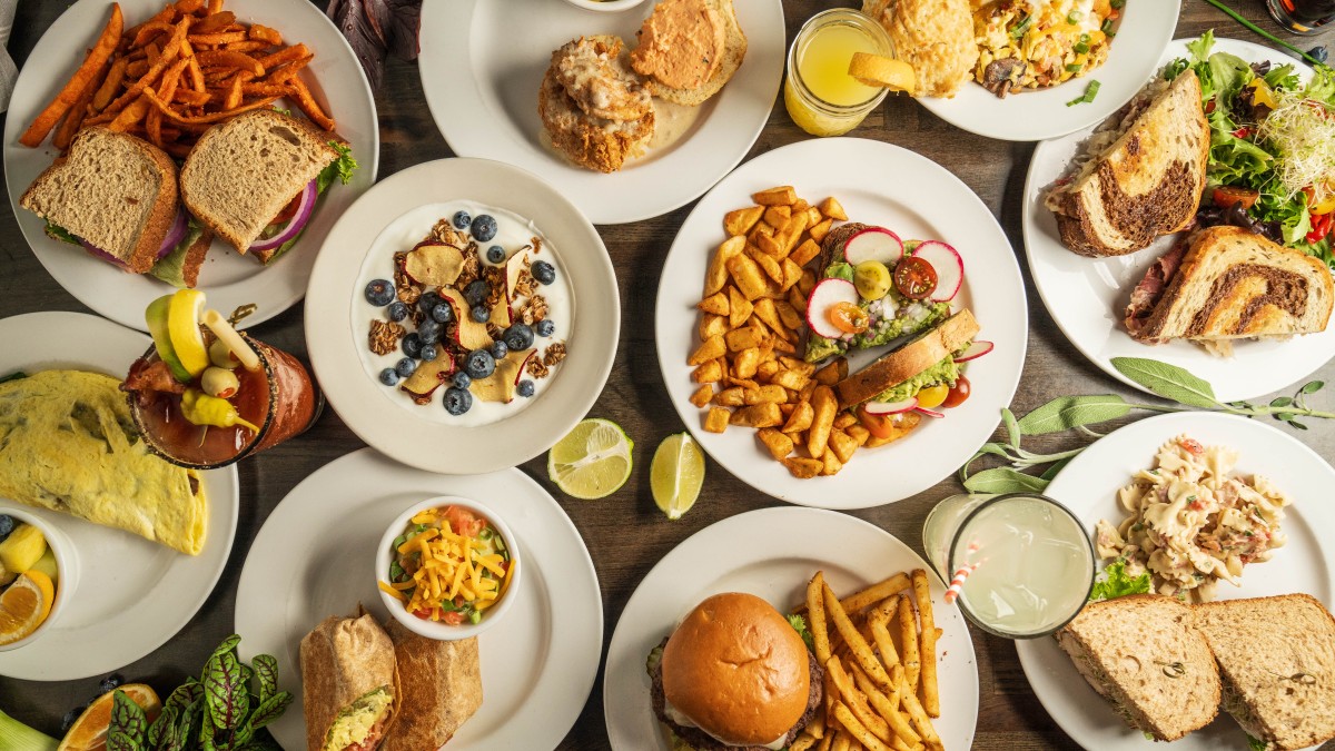 Multiple plated menu items at B. Matthew's Eatery