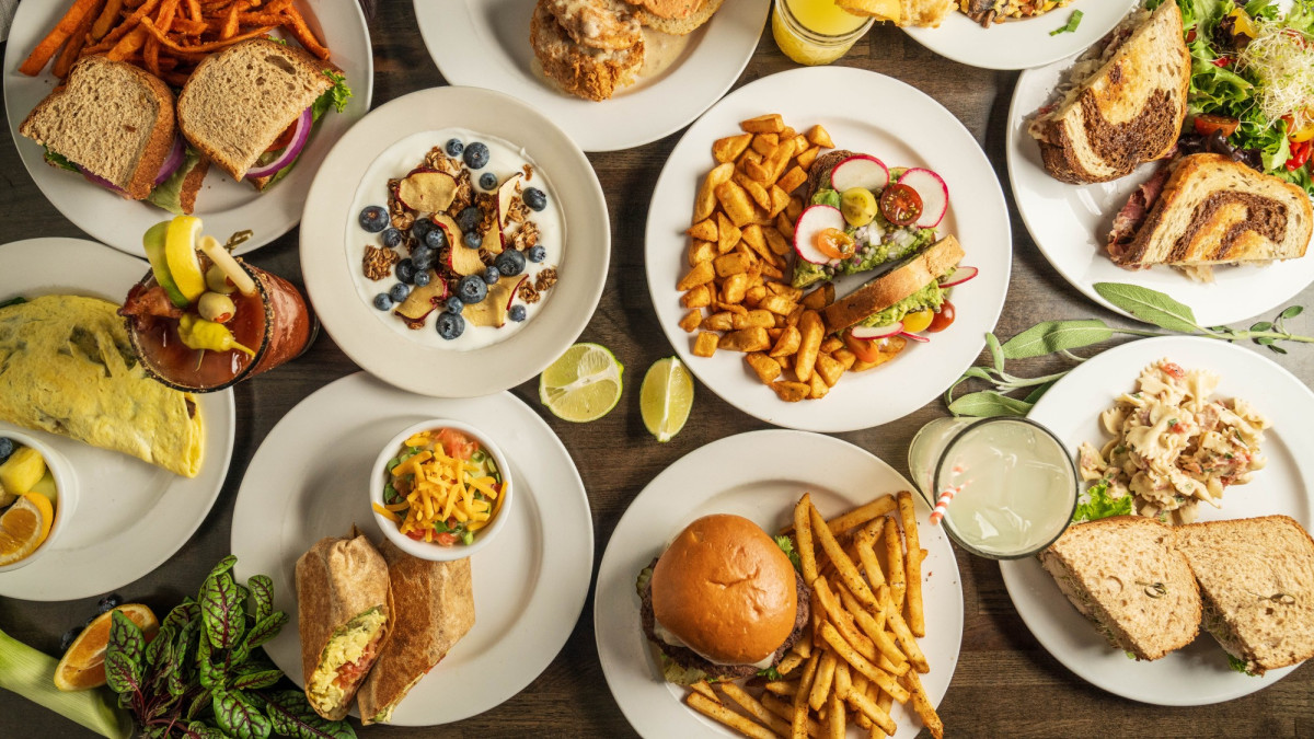 Multiple plated menu items at B. Matthew's Eatery