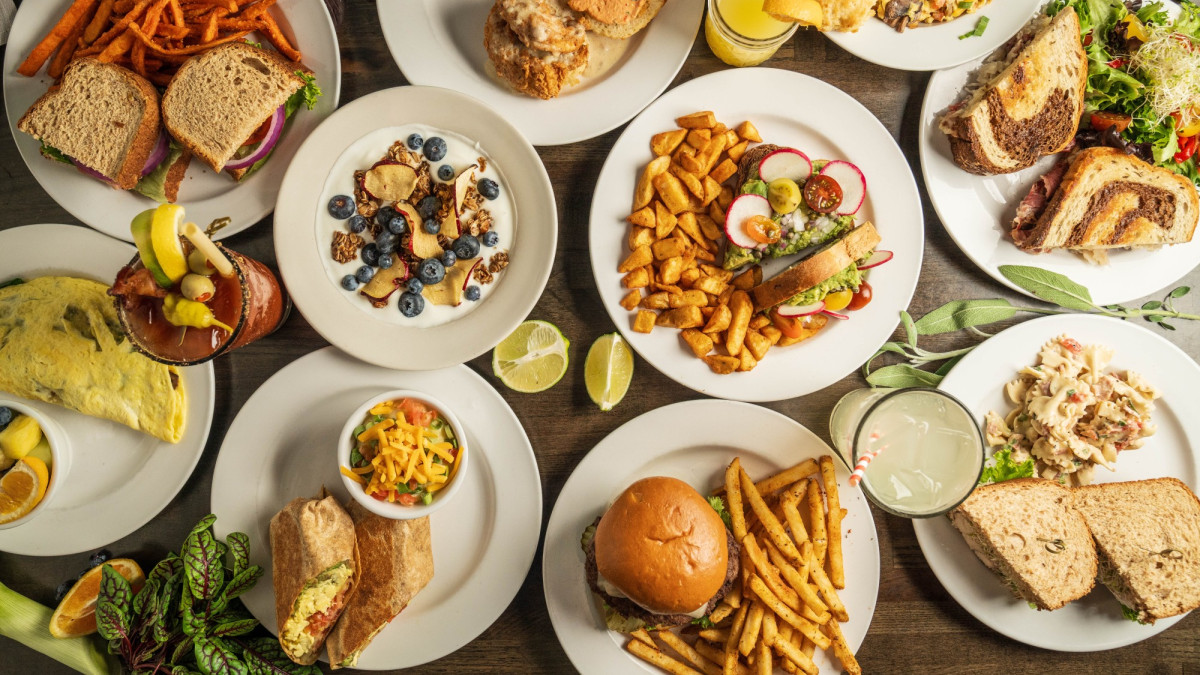 Multiple plated menu items at B. Matthew's Eatery