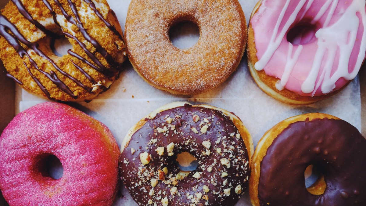 Various flavored donuts.