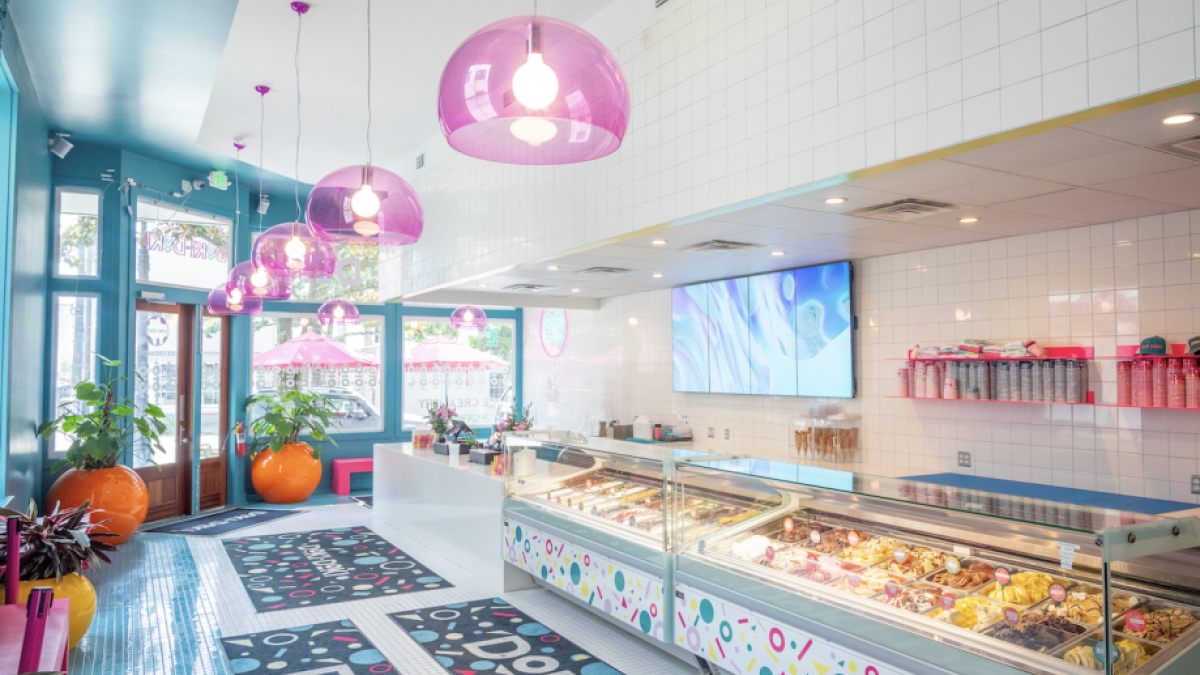 A colorful ice cream and gelato shop in Savannah, GA.