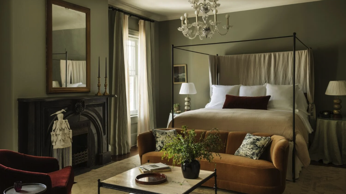 A guest room inside of The Douglas, an inn in Savannah, GA.