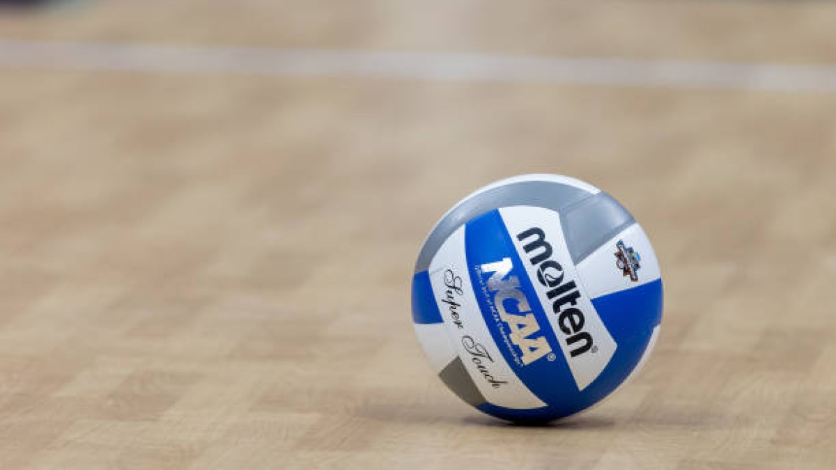 volleyball laying on court