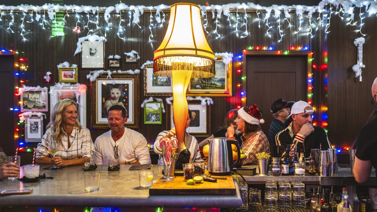People enjoying drinks at The Wayward Christmas Bar.