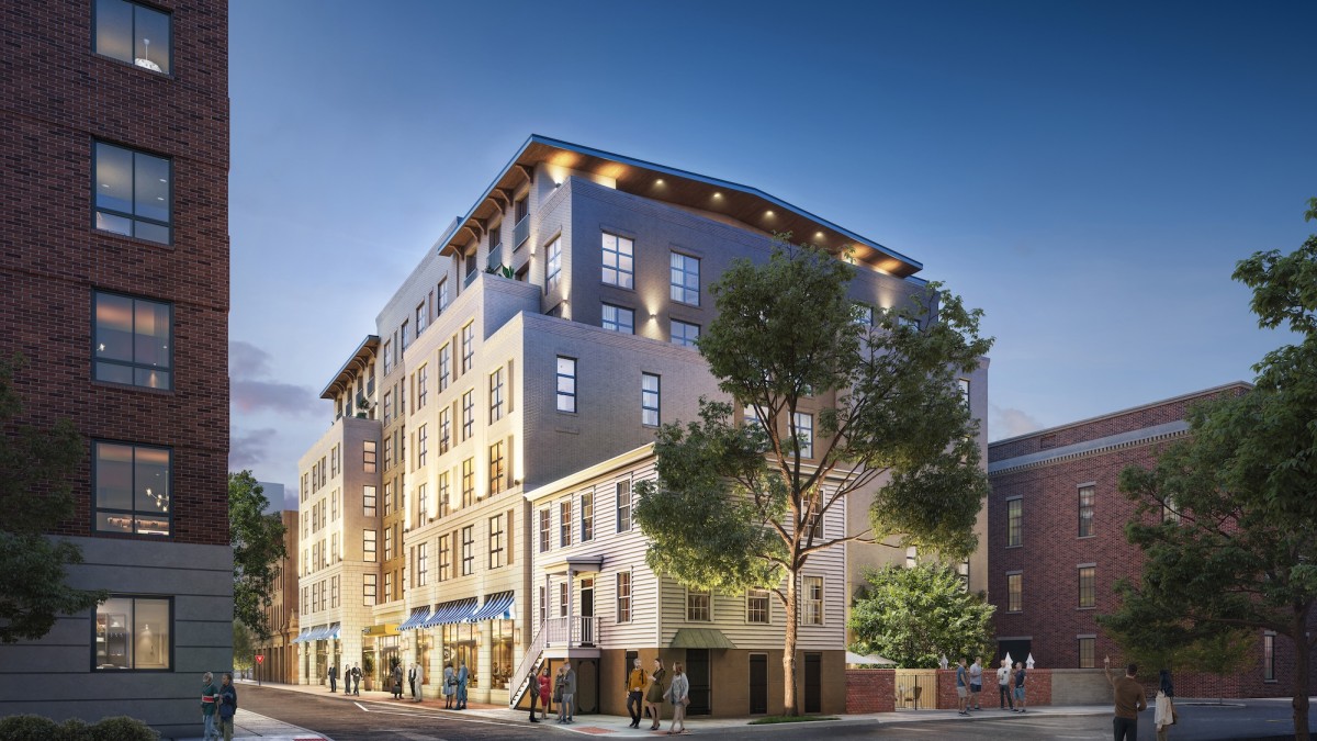 Exterior view of Tempo by Hilton Savannah Historic District, a modern hotel located in the heart of Savannah’s Historic District.