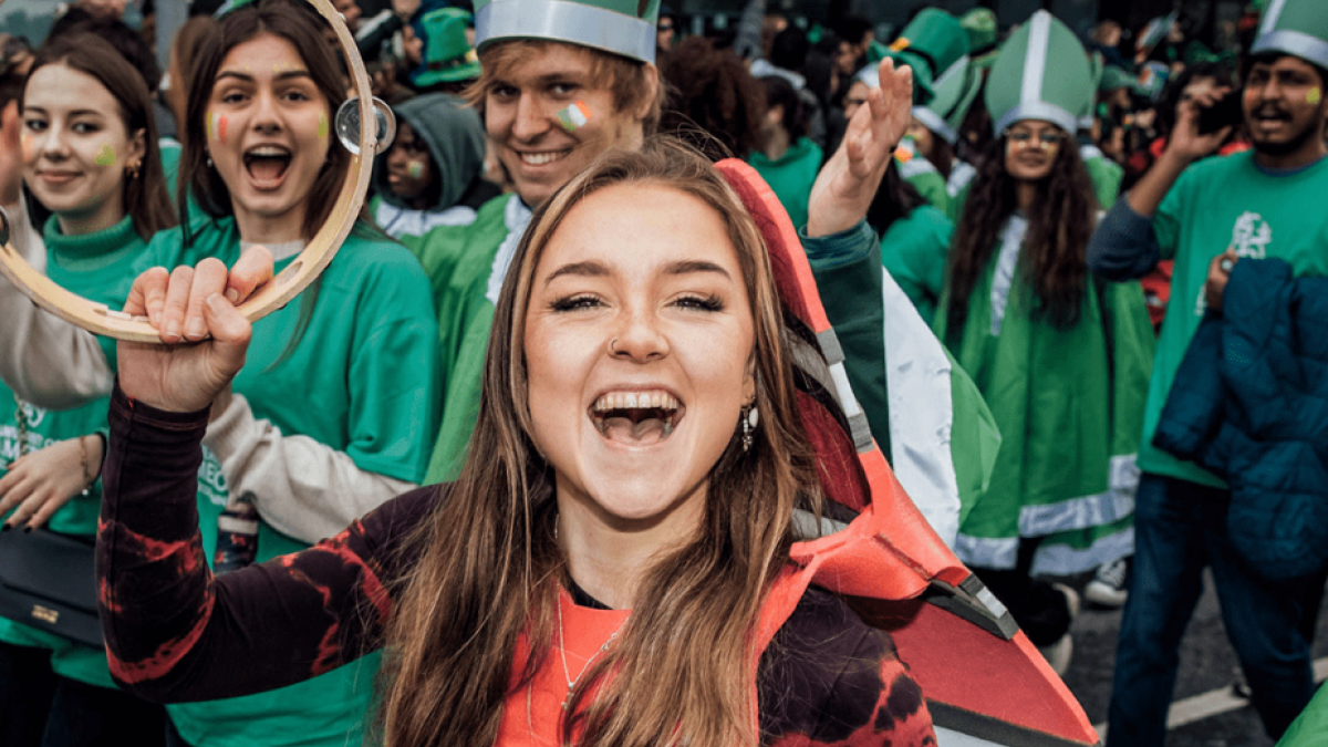 Parade participants celebrating during the Limerick Ireland St. Patrick’s Day Parade.