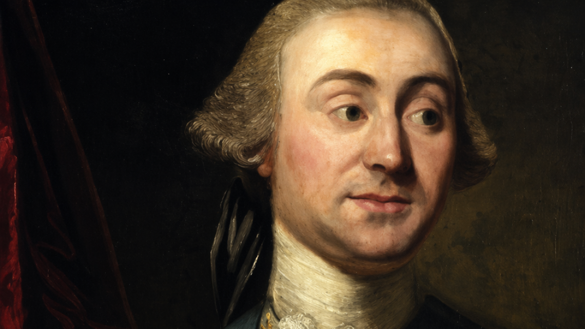 Portrait of Sir James Wright with overlaid text promoting “From Empire to Revolution: Sir James Wright and the Price of Loyalty in Georgia” by Greg Brooking.