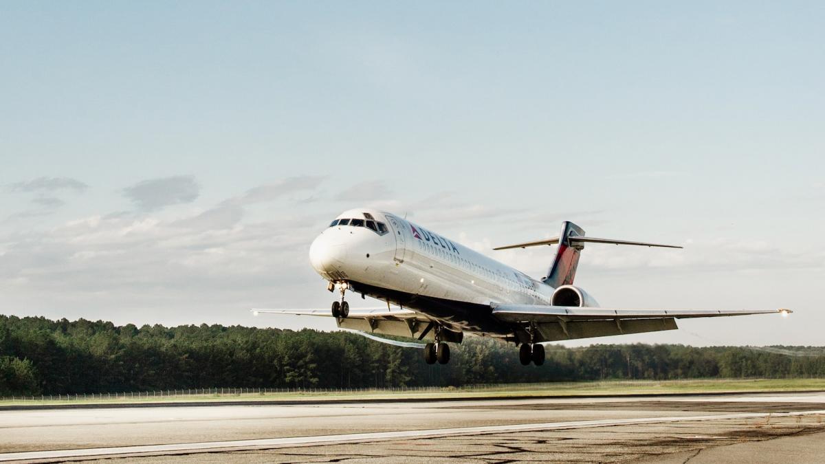 delta flight airport plane