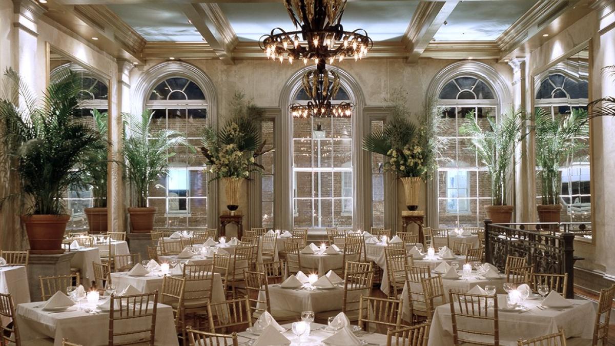 The upstairs dining room at Garibaldi Cafe in Savannah, Georgia