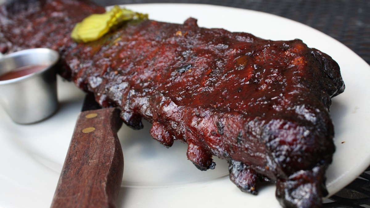 A rack of ribs at Jim 'N Nick's Barbecue. 