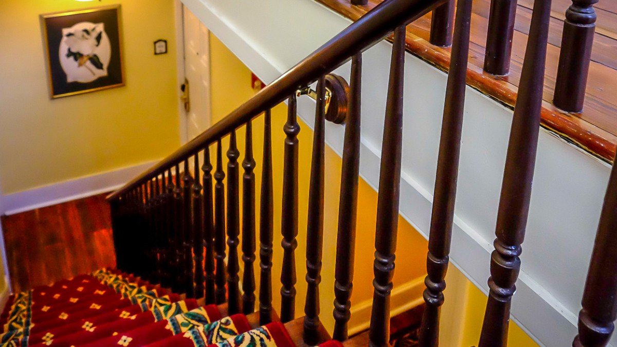 Staircase inside the Marshall House in Savannah, Georgia.