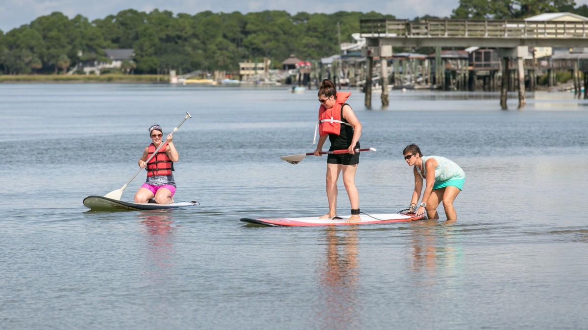 Paddleboard around Savannah and Tybee Island Paddleboarding on Tybee Island, Georgia.