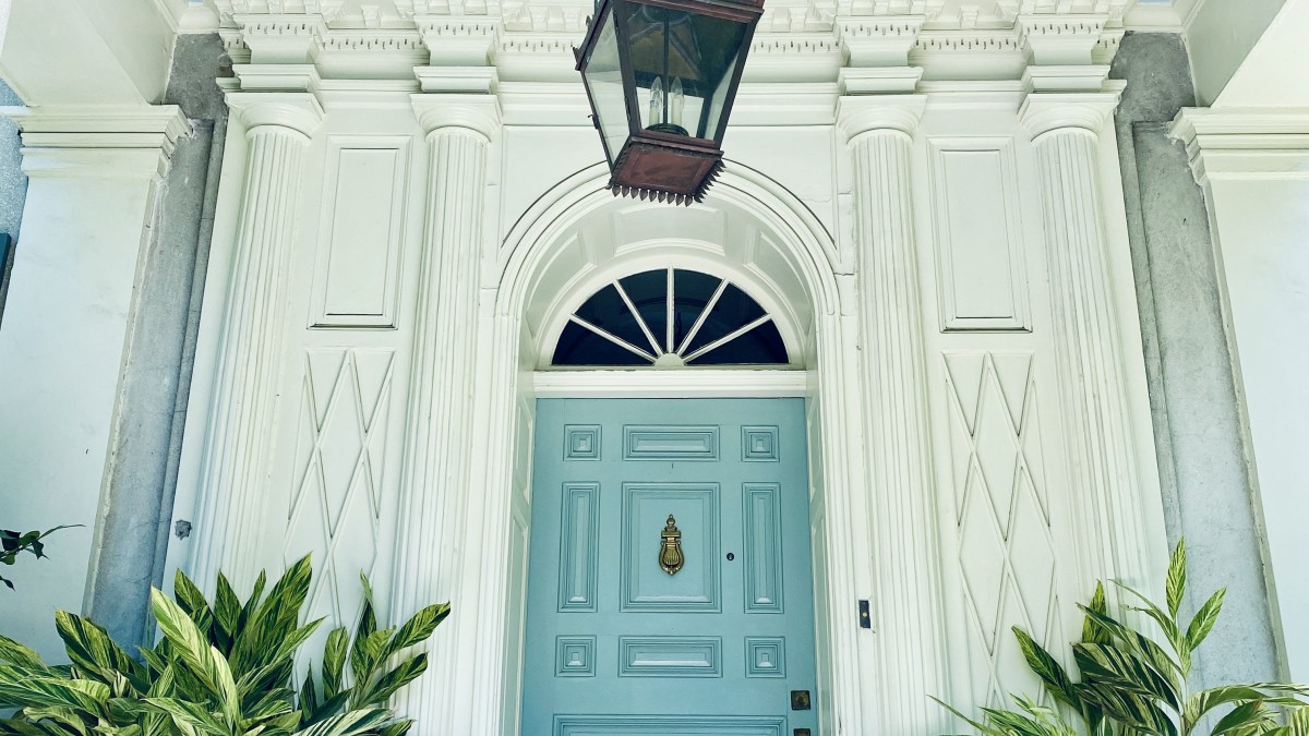Haint blue accents in Savannah, Georgia. Haint blue accents in Savannah, Georgia.