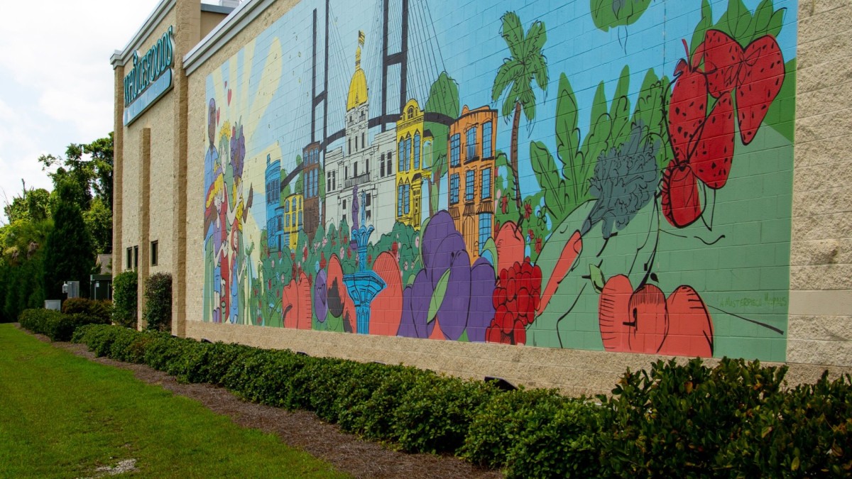 Whole Foods on Victory Drive features a mural painted by local students.