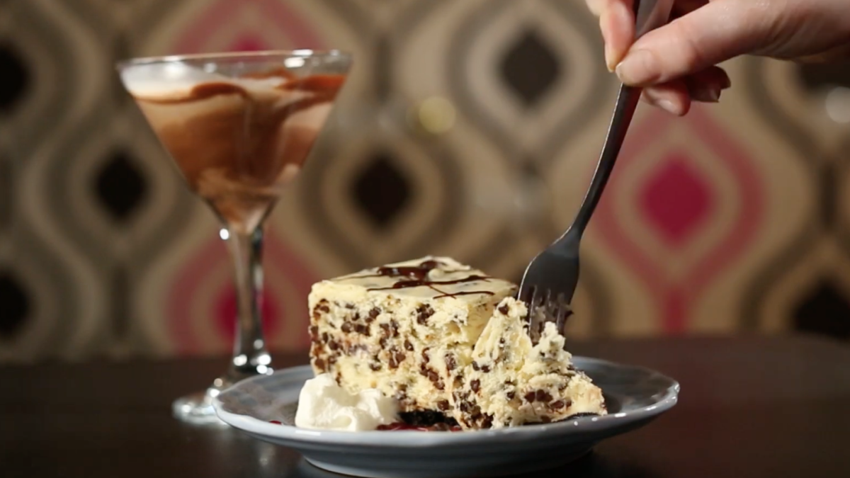 White Chocolate Chocolate Chip Cheesecake at Lulu's Chocolate Bar.
