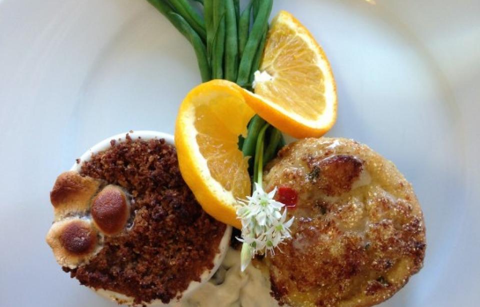 Crab Stuffed trout and Sweet Potato Souffle