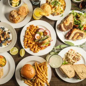 Multiple plated menu items at B. Matthew's Eatery