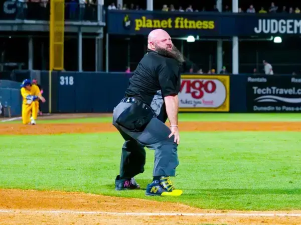 The Savannah Bananas dancing umpire
