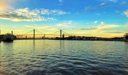 River Street. A sunset over River Street in Savannah, Georgia.
