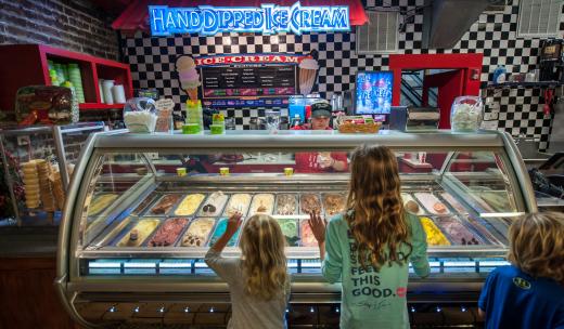 River Street Sweets. Kids looking at ice cream at River Street Sweets in Savannah, Georgia.