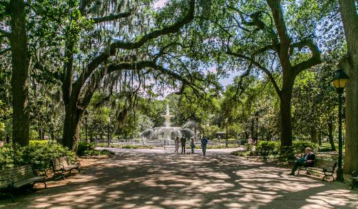 Forysth Park in Savannah, Georgia Forsyth Park is a popular place to visit in Savannah, Georgia.