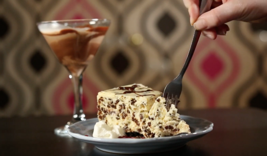 White Chocolate Chocolate Chip Cheesecake at Lulu's Chocolate Bar. White Chocolate Chocolate Chip Cheesecake at Lulu's Chocolate Bar.