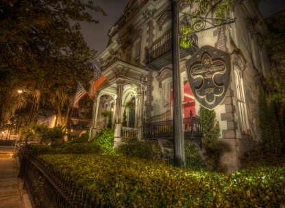 A haunting picture of Hamilton Turner Inn at night