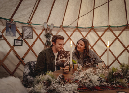 Alpine Village couple in a yurt