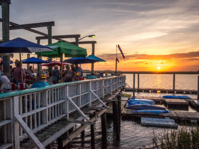 Tybee Island AJ's Dockside Restaurant Patio Boats Dining